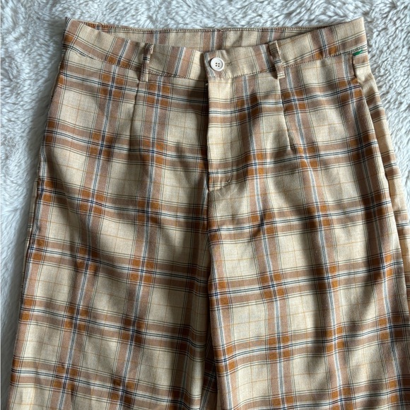 Cider - Plaid Tan and Orange High Rise Kick Flare Pants - Picture 3 of 7
